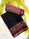 Tew Soft Bleck Dola Silk With Kalamkari Design Sarees Wholesalers In Delhi